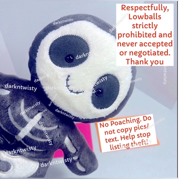 RARE AUTH SALES RECEIPT 1 OWNER BNWT Jellycat I am Skeleton Bob ORIGINAL RELEASE